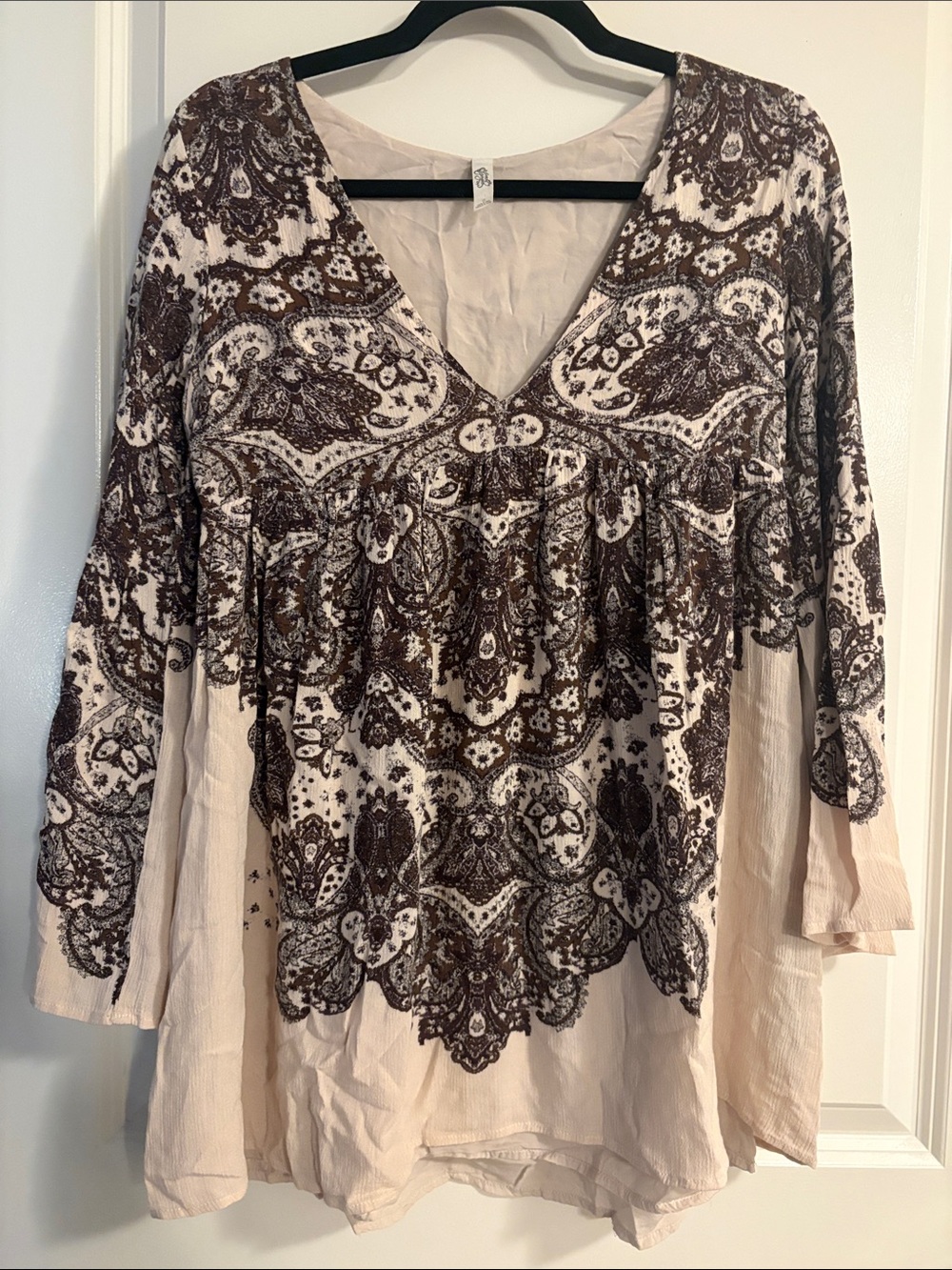 Free People Beige Tunic/Dress with Brown Paisley Print